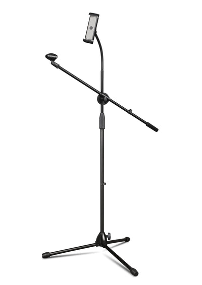 Microphone Stand With Phone & Tablet Mount Flexible Metal Gooseneck + Optional Microphone