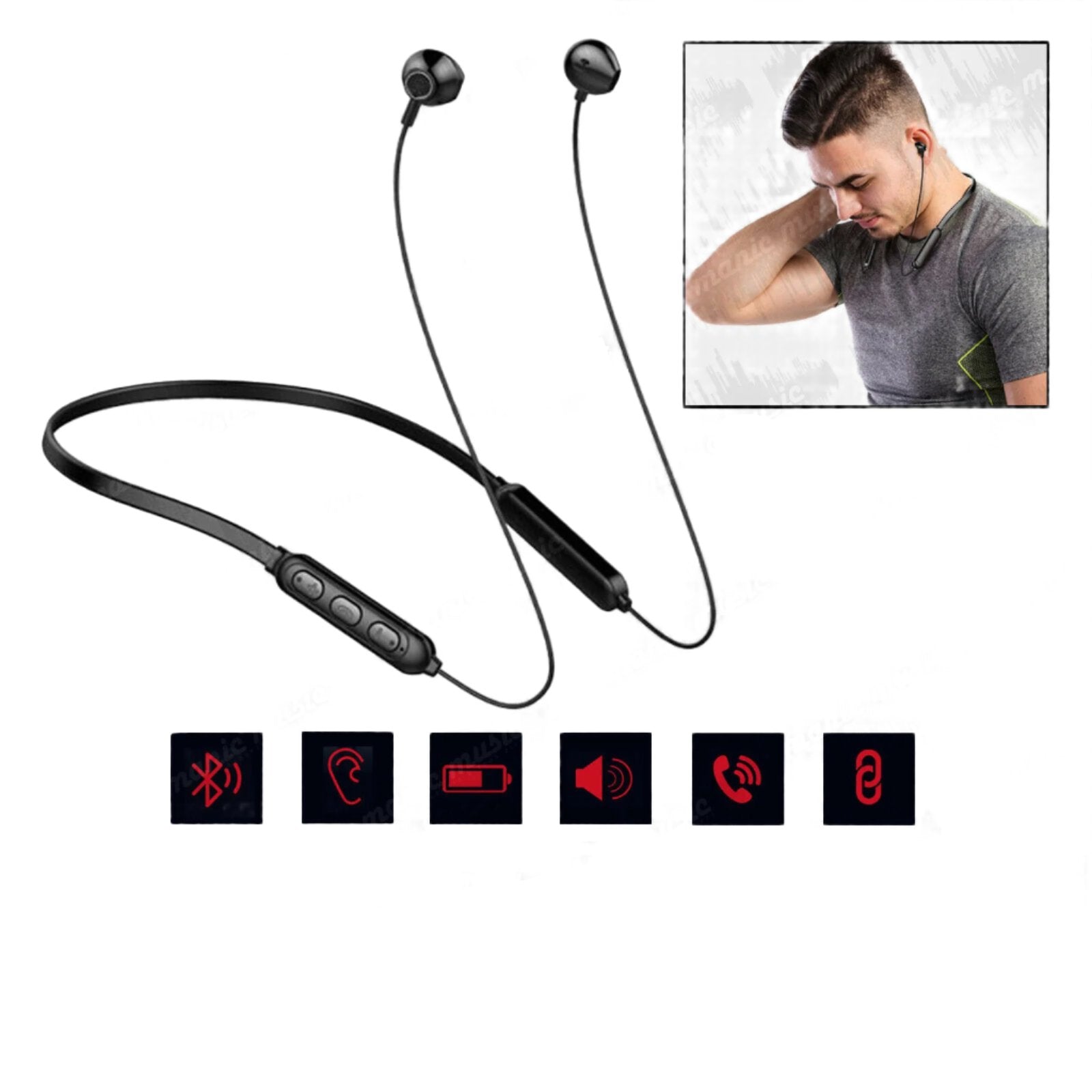 Wireless Stereo Earphones Bluetooth 5.0 Sport Metal Neckband Magnet Water proof FREE POSTAGE