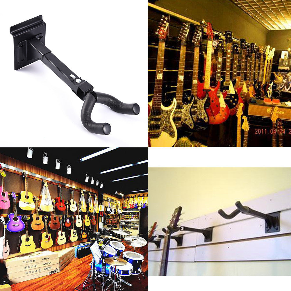 2 in 1 Steel Wall Mount or Slat Wall Guitar Hanger Swivel Lock Angle 1