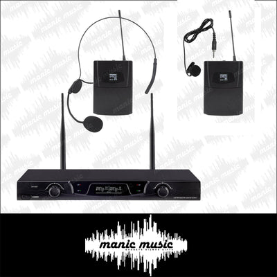 Dual Wireless Microphone Choose Headset Handheld Lavalier Mic 2x Cordless System