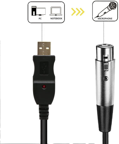 Mic to USB Cable, Microphone XLR Female Jack, Built-in Sound Card, 3 meters Shielded Cable