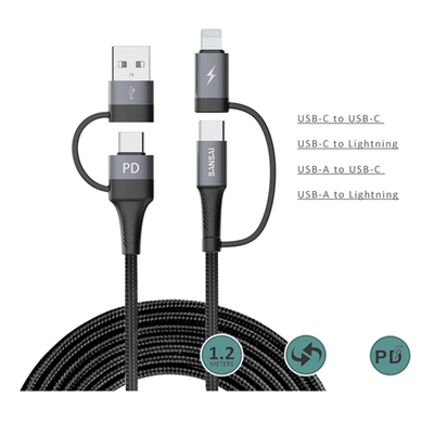4-IN-1 Braid Cable SANSAI IPH-0922T