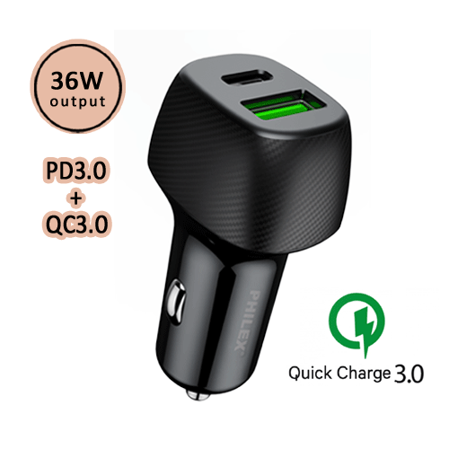 Dual Outlets Quick Car Charger SANSAI PHC-7606P