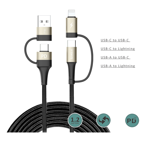 4-IN-1 Braid Cable SANSAI IPH-0922T