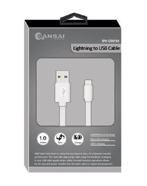 Lightning USB Flat cable – 1M SANSAI IPH-0901M
