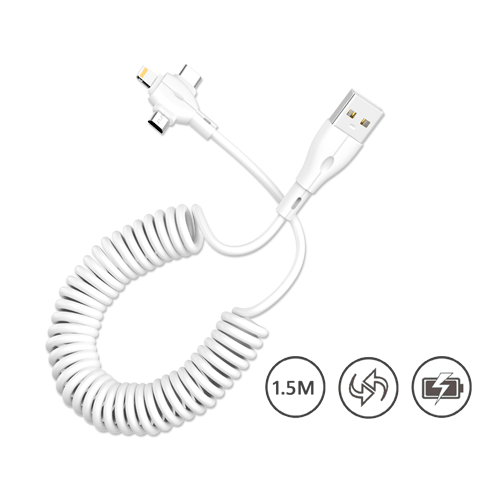 3-IN-1 Coiled Charging Cable SANSAI IPH-0906C