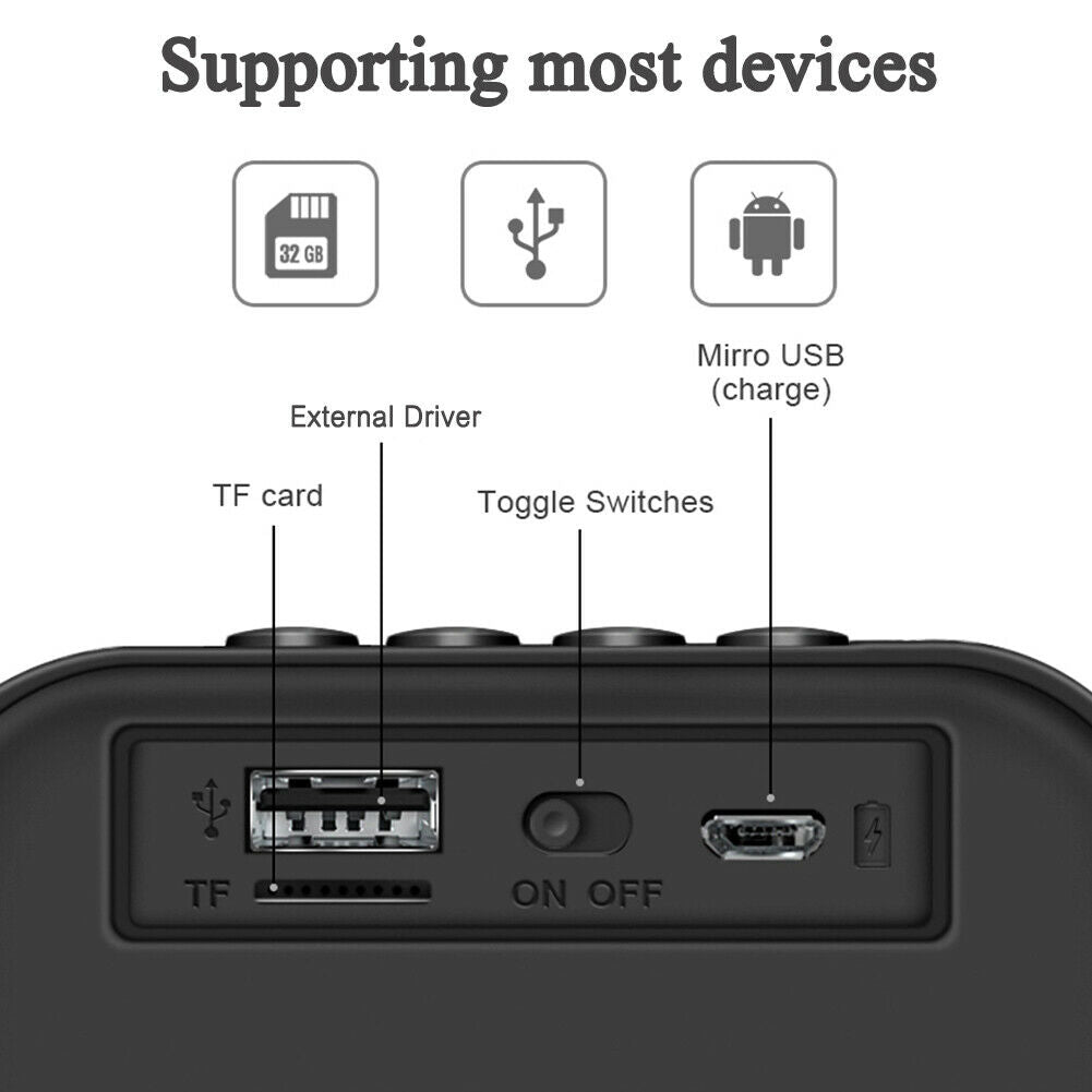 Portable Bluetooth Speaker Fabric Mini Wireless TF USB FM Call Waterproof