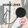 Microphone Pop Filter Mic Wind Screen Mask Shield for Recording Studio Double Layer