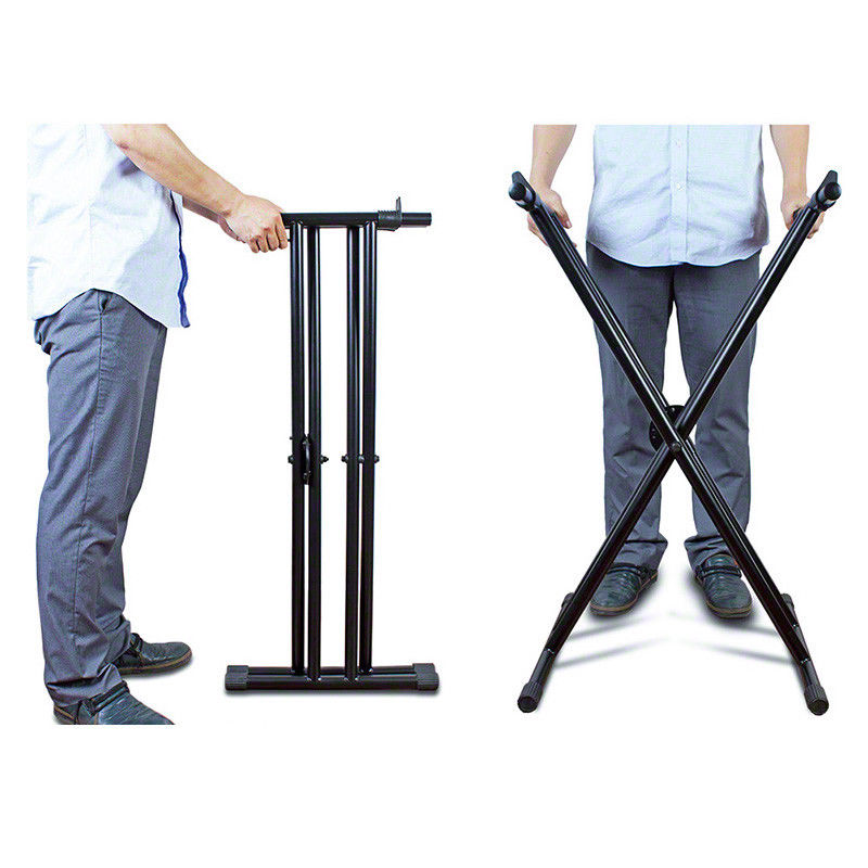 Keyboard Stand Adjustable Height and Piano Bench Stool Set Package