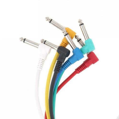 Set of 6x Right Angle 1/4" TS 6.35mm Coloured Guitar Patch Cables Right Angle