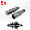 5 Pair 3-Pin Male Female XLR Audio Cable Connector Plug Jack Microphone Adapter