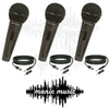 3x SANSAI Dynamic Microphone Mic + Free Cable + Adapter Karaoke Recording Studio