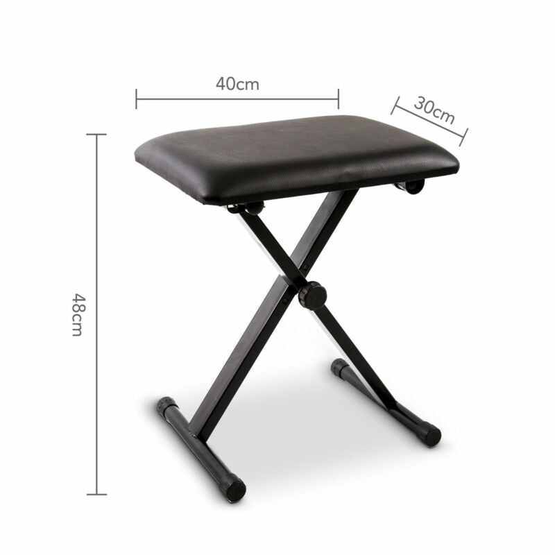 Portable Piano Stool Adjustable Folding 3 Way Keyboard PU Leather Bench Seat