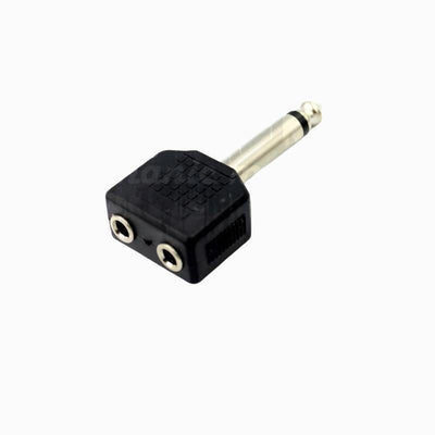 ¼" TR Mono 6.5mm Jack to 2x 3.5mm Mono Sockets 1/8” Jack Adaptor Connector Hi Fi