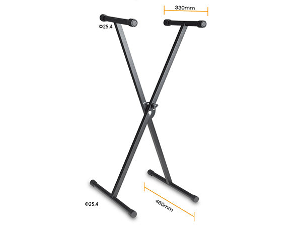 Keyboard Stand Steel X-Stand Braced Black Height Adjustable Flat Folding