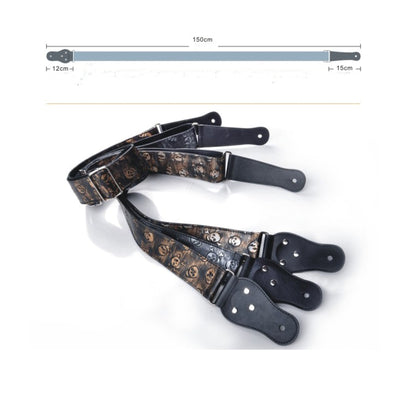 Guitar Strap Skull Design With Pick Storage PU Leather 150 Cms