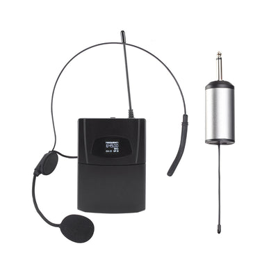 Dual or Single Wireless Lavaliere Cordless Microphone Lapel Mic Headset Selectable UHF Frequencies Rechargable