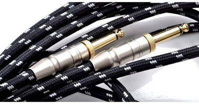 3M 6M 10M Black Classic Braided Tweed Guitar Lead Gold Jack Instrument Cable 1/4 6.35mm